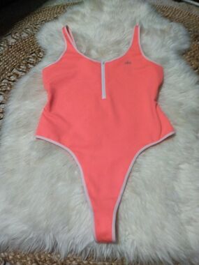 Alo Yoga | Supernova Neon Pink White Trim Bodysuit Size Medium